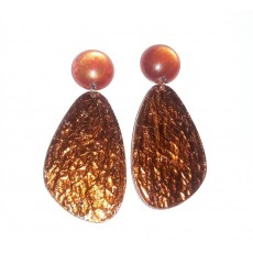 Fire Red Earrings, Copper Hammered 
